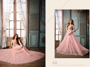 Demure Print Work Pink Designer Suit..