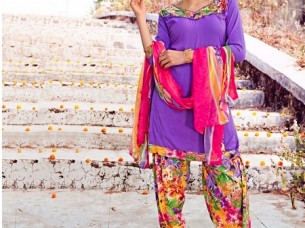 Purple Colored Women Leon Crepe Fabric Suit..