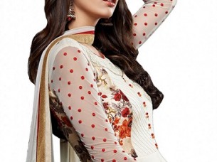 Women's Wear Stitched Off-White Colour Printed Embroidery ..