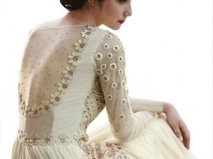 Beautiful Cream Color Wedding-Partywear Floor Length Gown..