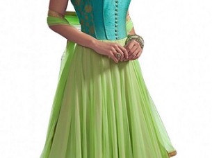 Women's Green Colour Fully Stitched Wedding Wear Gown / Re..