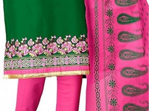 Women's Green And Pink Colour Cotton Chudidar Style Salwar..