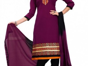 Sexy Purple And Black Colour Chudidar Salwar Suit / Party ..