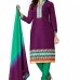 Women's Purple And Green Colour Churidar Style Daily Wear Cotton Salwar Kameez
