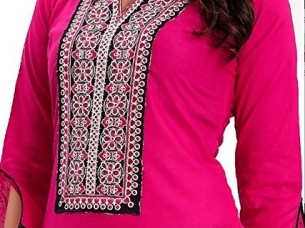 Ladies Unstitched pink and black Colour Casual Smart wear ..