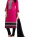 Ladies Unstitched pink and black Colour Casual Smart wear Chudidar Salwar Kameez