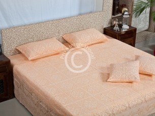 Cut work Orange Color Cotton Bed Sheet..