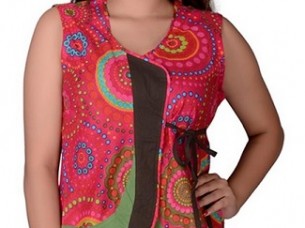 Cotton Printed Pink Color Sleeveless Top..