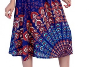 Rayon Blue Color Printed Skirt Formal wear..