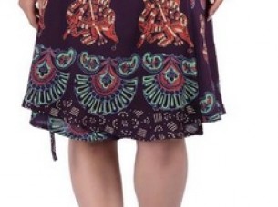 Rayon Brown Short Printed Skirt..