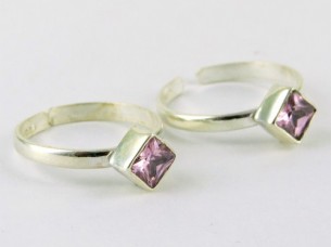 Amazing Party wear Pink onyx 925 Sterling Silver Toe Rings..
