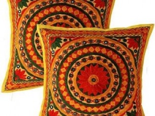 Hand Embroidery Mirrorwork cushion covers..