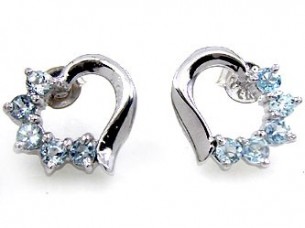 handmade gemstone earring jewelry blue topaz stud..