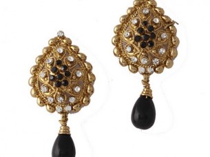 Black Gold Plated Austrian Diamond Earrings..