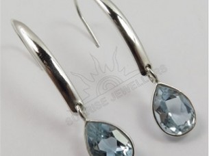Genuine Blue Topaz Pear Gemstones Cute Earrings 925 Solid ..