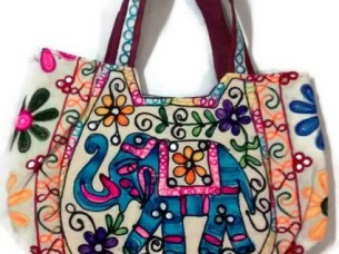 Ladies Handmade Ethnic Elephant Embroidery Shoulder bag..