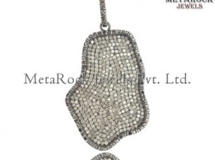 925 Sterling Silver Pave Diamond Antique Pendant..