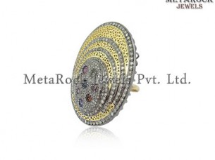 Pave setting Diamond Silver Ring 925 Sterling Silver Jewel..
