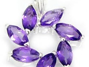Genuine Amethyst Marquise 925 Sterling Silver Pendant..