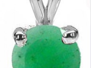 Genuine Emerald Round & 925 Sterling Silver Pendant..