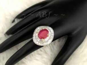 CZ Ruby Studded American Diamond Ring..