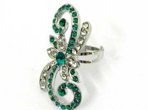 Green Silver Plated Ring..