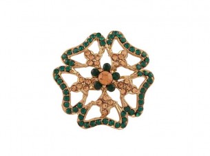 Green Stone Studded Gold Plated Ring..