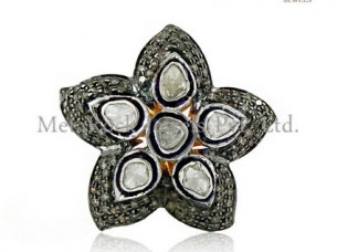 Star Shape Rose Cut Diamond Ring 925 Sterling Silver Jewel..
