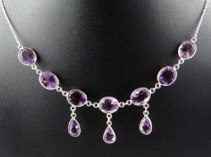 Classy Style Purple Amethyst 925 Sterling Silver Necklace..