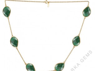 Green Onyx Studded Necklace 925 Sterling Silver..