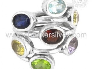 Silver Jewelry Multi Gemstone Ring Handmade Design Indian ..