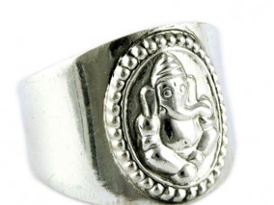 Lord Ganesha Shape Oxidized Plain Silver 925 Sterling Silv..