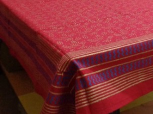 Khadi Print Red Cotton Table Cloth..