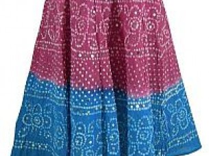 tie and dye long skirt in cotton with sequence work..