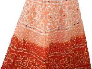 Women Cotton Long Tie Dye Skirt With Embroidery..