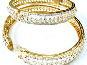 14k Gold Diamond Studded Bangles..