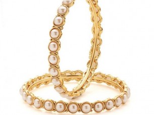 Trendy Daily Wear Rhodium Plated Pearl Bangle..