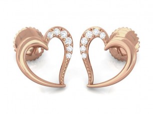 Heart Shape Diamond Earring 14k Gold..
