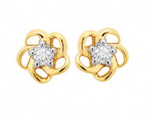 0.50Ct Natural Round Cut Diamond Earring in 14kt Yellow Go..