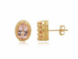 Gorgeous morganite gemstones 10k gold jewellery earring..