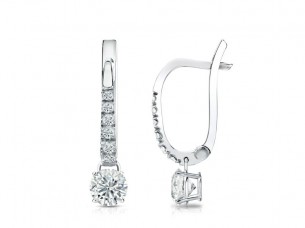 Real Diamond 0.80Cts Drop Earrings in 14K White Gold..