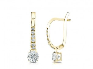 Yellow Gold Real Diamond Drop Earrings..