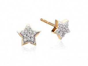 18k Gold Star Shaped Diamond Earrings..