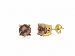 Latest peach morganite gemstones 10k gold earring stud..