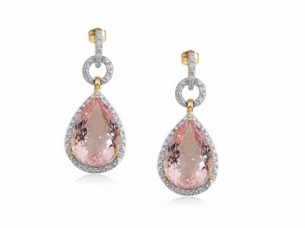 Fancy Diamond pear pink morganite gemstones 10k gold Drop ..
