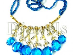 Blue Topaz Gold Diamond Necklace..