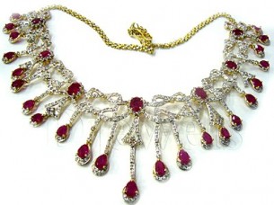 14k Ruby Gold Diamond Necklace..