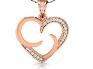 Heart Shape 0.30CT Diamond Pendant in Rose Gold 18 cts Jew..