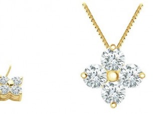 14k Yellow Gold 0.40Ct Diamond Pendant Jewelry..