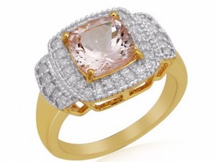 Morganite gemstones 10k gold diamond ring..